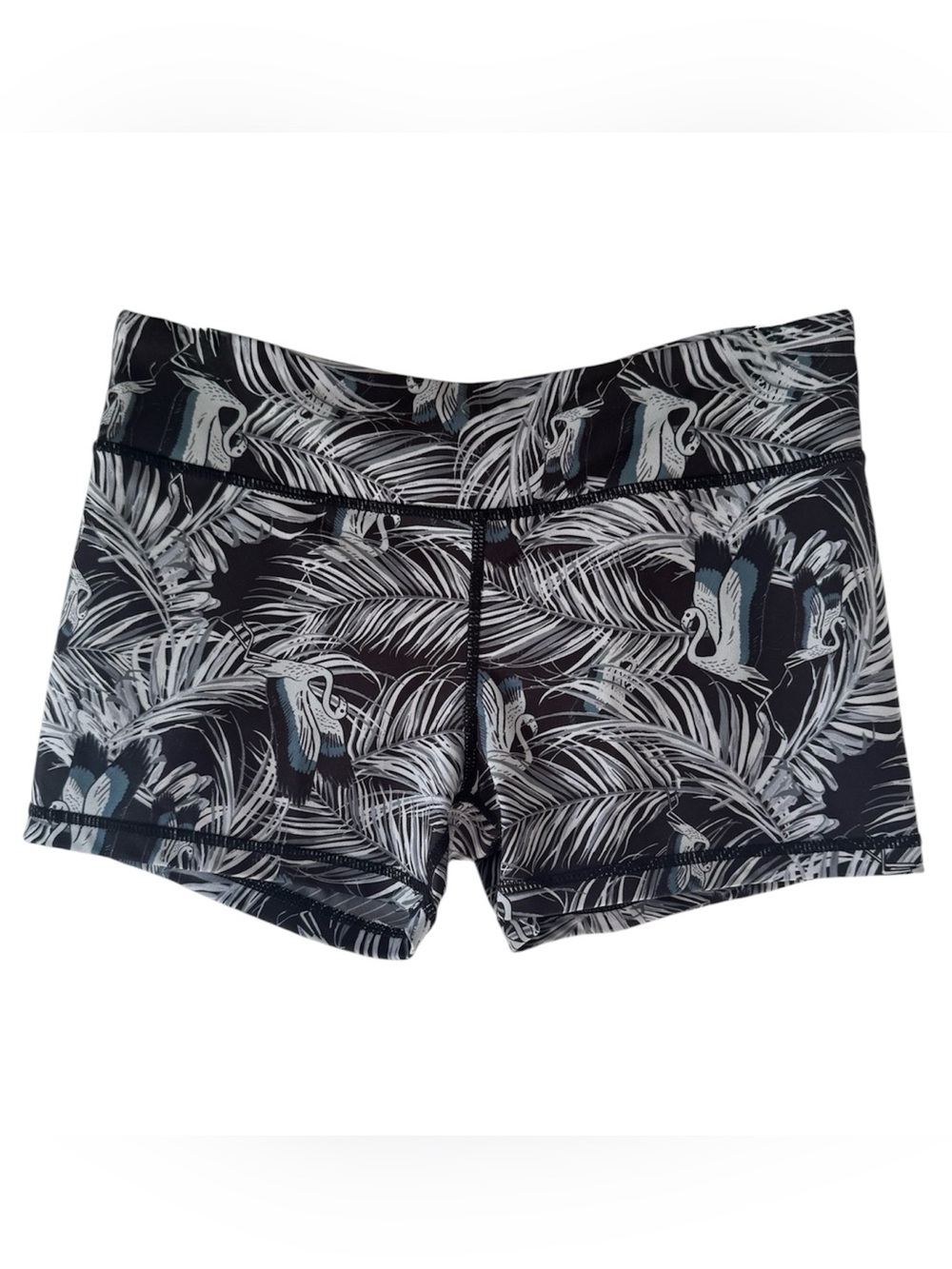 IAB MFG Women’s Black Tropical Print Athletic Booty Shorts - M/8